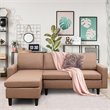 Costway Convertible Sofa Linen L-Shaped Couch with Reversible Chaise in Coffee