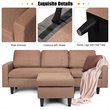 Costway Convertible Sofa Linen L-Shaped Couch with Reversible Chaise in Coffee