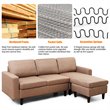 Costway Convertible Sofa Linen L-Shaped Couch with Reversible Chaise in Coffee