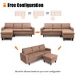 Costway Convertible Sofa Linen L-Shaped Couch with Reversible Chaise in Coffee