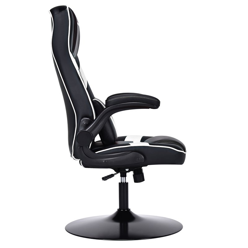 Costway PVC and Sponge Adjustable Height Swivel Rocking Gaming Chair in White