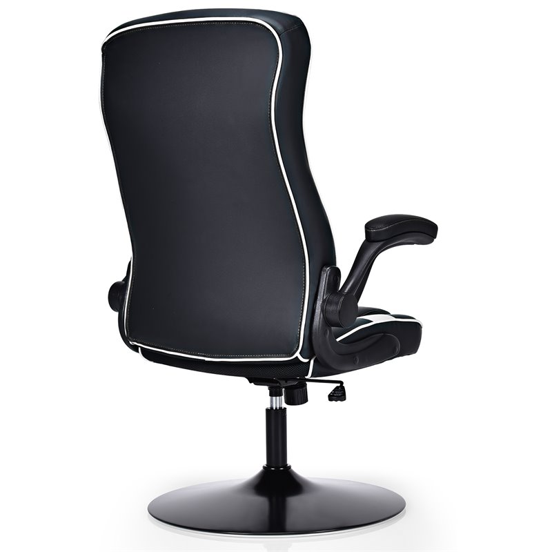 Costway PVC and Sponge Adjustable Height Swivel Rocking Gaming Chair in White