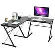 Costway 59'' L-Shaped Contemporary MDF and Iron Computer Desk in Black