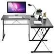 Costway 59'' L-Shaped Contemporary MDF and Iron Computer Desk in Black