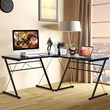 Costway 59'' L-Shaped Contemporary MDF and Iron Computer Desk in Black