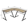 Costway 59'' L-Shaped Contemporary MDF and Iron Computer Desk in Brown