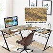 Costway 59'' L-Shaped Contemporary MDF and Iron Computer Desk in Brown