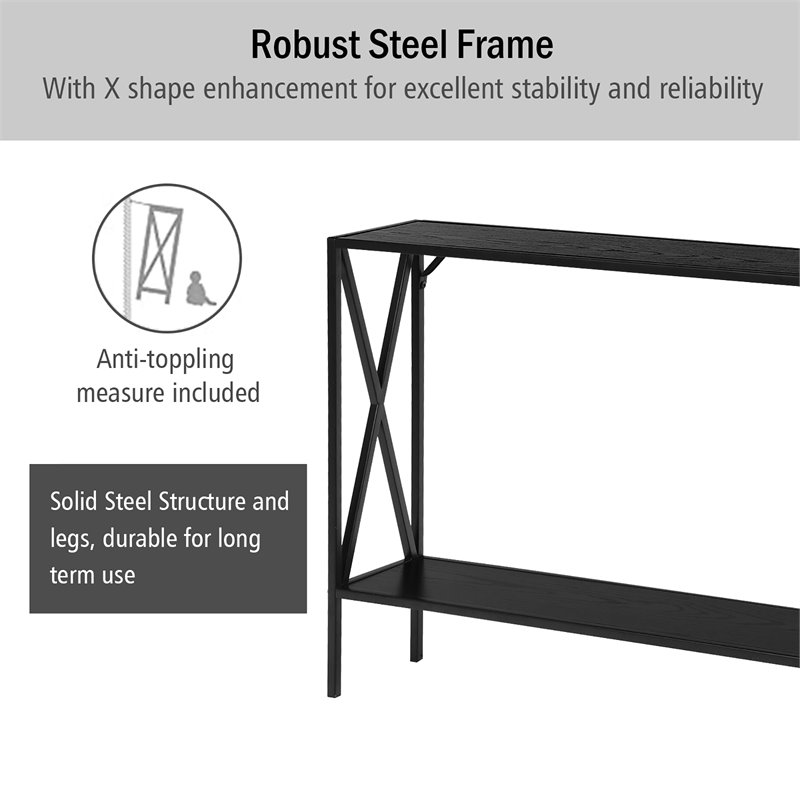 Costway 2-Tier Metal Frame Narrow Accent Side Entryway Console Table in Black