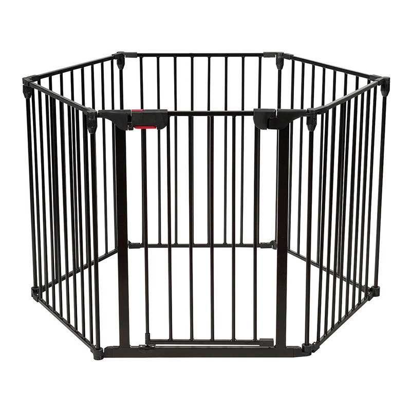 Costway 6-Panel Fence Adjustable Metal Play Yard for Baby & Pet in Black