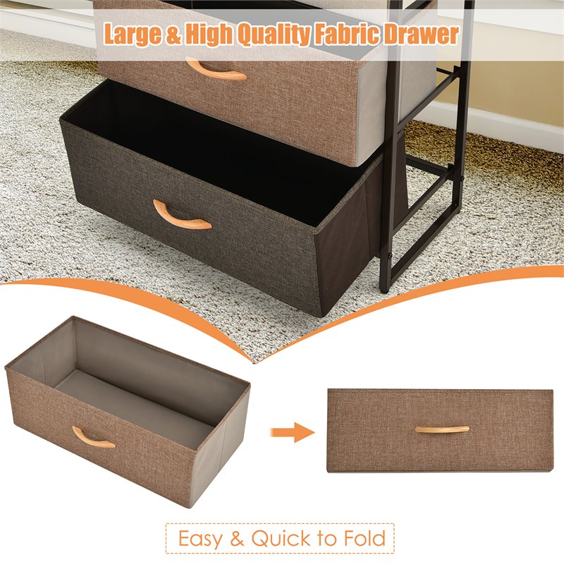 Costway 4-Drawer/3-Tier Fabric/Metal Dresser Storage Organizer Tower in Cream
