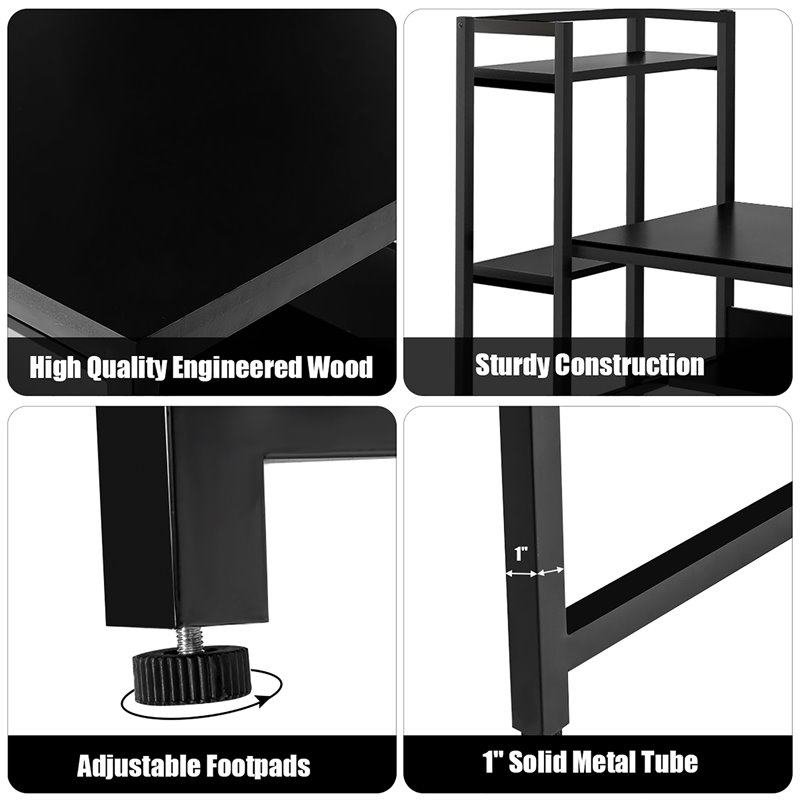 Costway Wood Multifunctional Computer Desk with 4-tier Storage shelves in Black