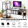 Costway Wood Multifunctional Computer Desk with 4-tier Storage shelves in Black