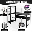 Costway Wood Multifunctional Computer Desk with 4-tier Storage shelves in Black