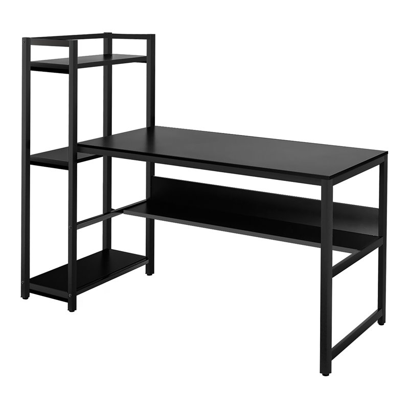 Costway Wood Multifunctional Computer Desk with 4-tier Storage shelves in Black