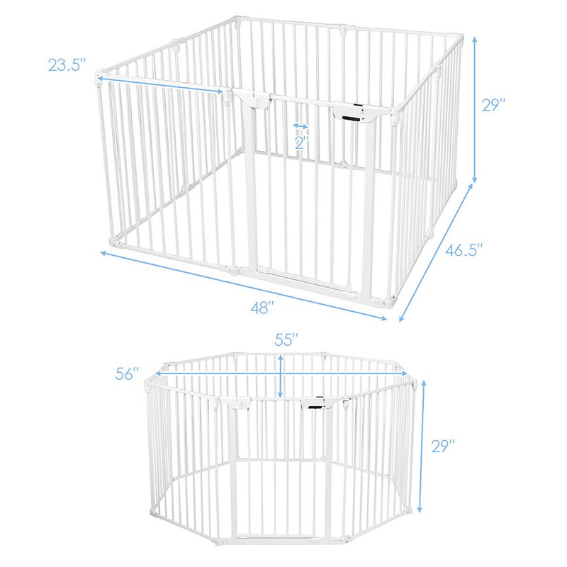 Costway 8-panel Contemporary Metal Adjustable Baby Safety Gate in White
