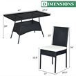 Costway 5-piece Rattan and Steel Patio Dining Set with Glass Tabletop in Black