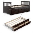 Costway Pine Wood Twin Captain's Bunk Bed with Trundle & Drawers in Espresso