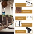 Costway Engineered Wood Folding Computer Desk with 6 Hooks in Brown