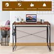 Costway Engineered Wood Folding Computer Desk with 6 Hooks in Brown