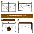 Costway Engineered Wood Folding Computer Desk with 6 Hooks in Brown