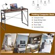 Costway Engineered Wood Folding Computer Desk with 6 Hooks in Brown
