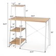 Costway Contemporary Engineered Wood Computer Desk with Shelves in Natural