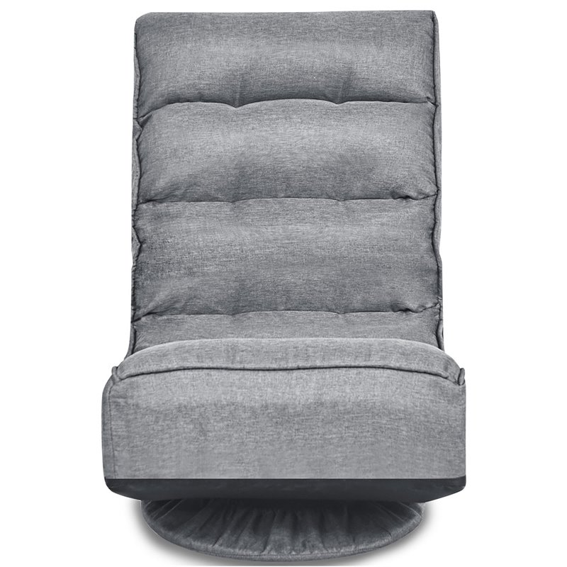 Costway Contemporary Iron and Fabric 360 Degree Swivel Gaming Chair in Gray
