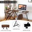 Costway 58''x44'' L-Shaped Computer Gaming Desk with Monitor Stand in Walnut