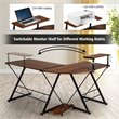 Costway 58''x44'' L-Shaped Computer Gaming Desk with Monitor Stand in Walnut