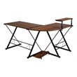 Costway 58''x44'' L-Shaped Computer Gaming Desk with Monitor Stand in Walnut