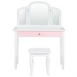 Costway Contemporary MDF & Pine Wood Kids Vanity Set with Mirror in White
