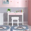 Costway Contemporary MDF & Pine Wood Kids Vanity Set with Mirror in White