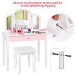 Costway Contemporary MDF & Pine Wood Kids Vanity Set with Mirror in White
