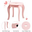 Costway Contemporary MDF & Pine Wood Kids 2-in-1 Vanity Set with Mirror in Pink