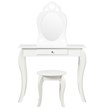 Costway Contemporary MDF & Pine Wood Kids 2-in-1 Vanity Set with Mirror in White
