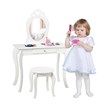 Costway Contemporary MDF & Pine Wood Kids 2-in-1 Vanity Set with Mirror in White