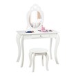 Costway Contemporary MDF & Pine Wood Kids 2-in-1 Vanity Set with Mirror in White