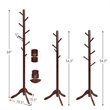 Costway Rubber Wood Adjustable Height Coat Rack with 8 Hooks in Brown