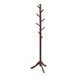 Costway Rubber Wood Adjustable Height Coat Rack with 8 Hooks in Brown