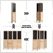 Costway 4-Panel Wood Folding Divider Screen with Chalkboard in Natural