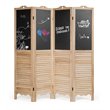 Costway 4-Panel Wood Folding Divider Screen with Chalkboard in Natural