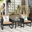 Costway 3-piece Rattan Patio Bistro Set with Cushioned Sofa Chairs in Mix Brown