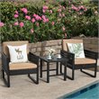 Costway 3-piece Rattan Patio Bistro Set with Cushioned Sofa Chairs in Mix Brown
