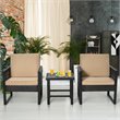 Costway 3-piece Rattan Patio Bistro Set with Cushioned Sofa Chairs in Mix Brown