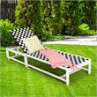 Costway Adjustable Patio Lounge Chaise Reclining with Wheel in Black
