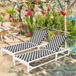 Costway Adjustable Patio Lounge Chaise Reclining with Wheel in Black