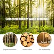 Costway Rubber Wood Adjustable Height Coat Rack with 9 Hooks in Walnut