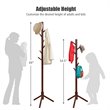 Costway Rubber Wood Two Heights Coat Rack with 8 Hooks in Walnut