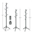 Costway Rubber Wood Two Heights Coat Rack with 8 Hooks in Gray