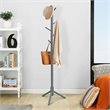 Costway Rubber Wood Two Heights Coat Rack with 8 Hooks in Gray